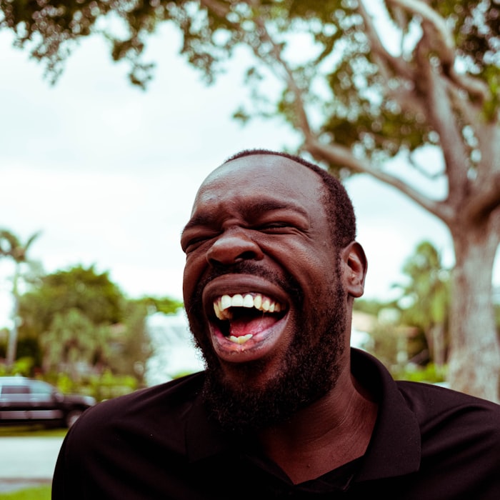 A man laughing