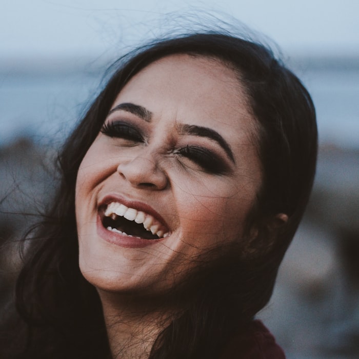 A woman laughing